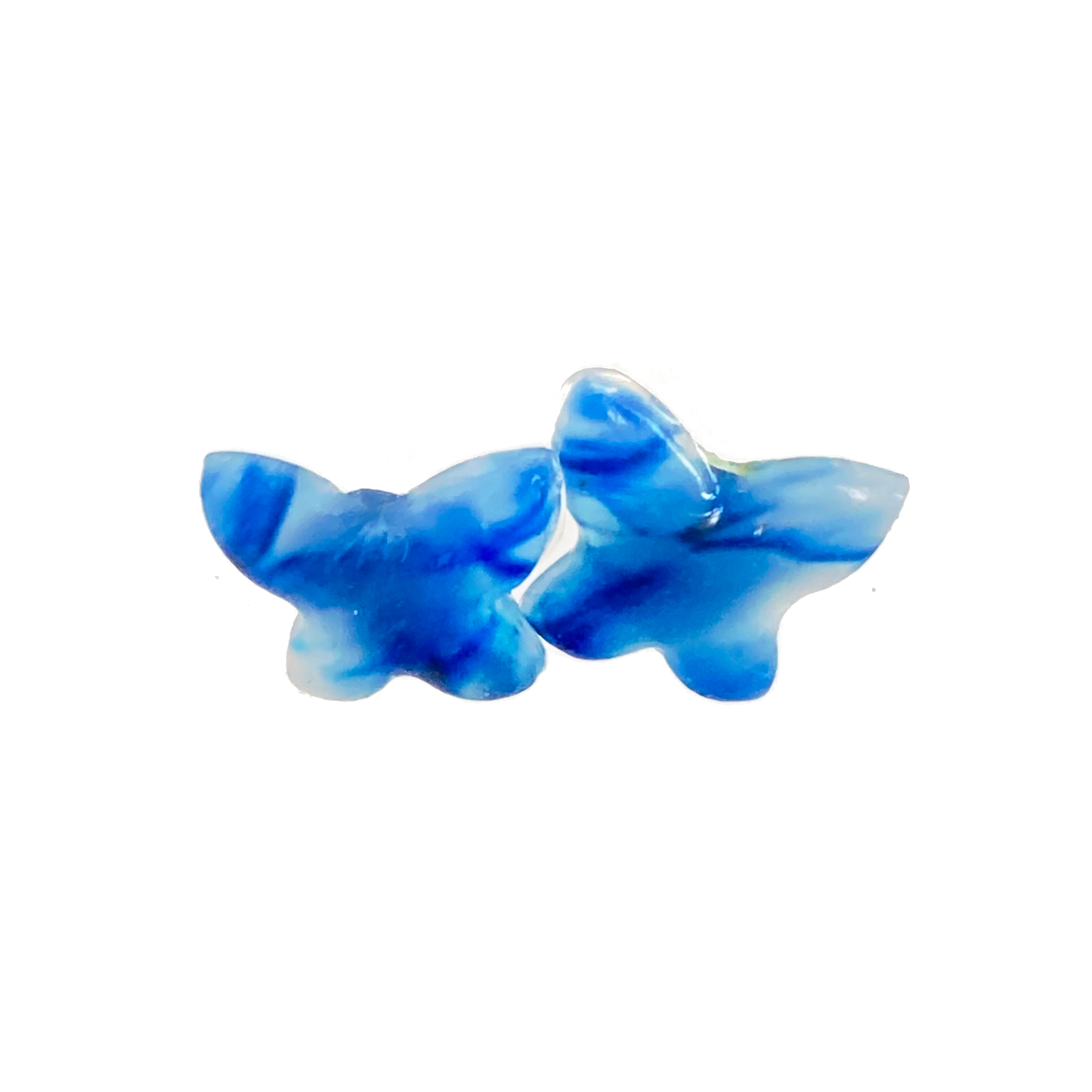 Blue Marble Butterfly Studs