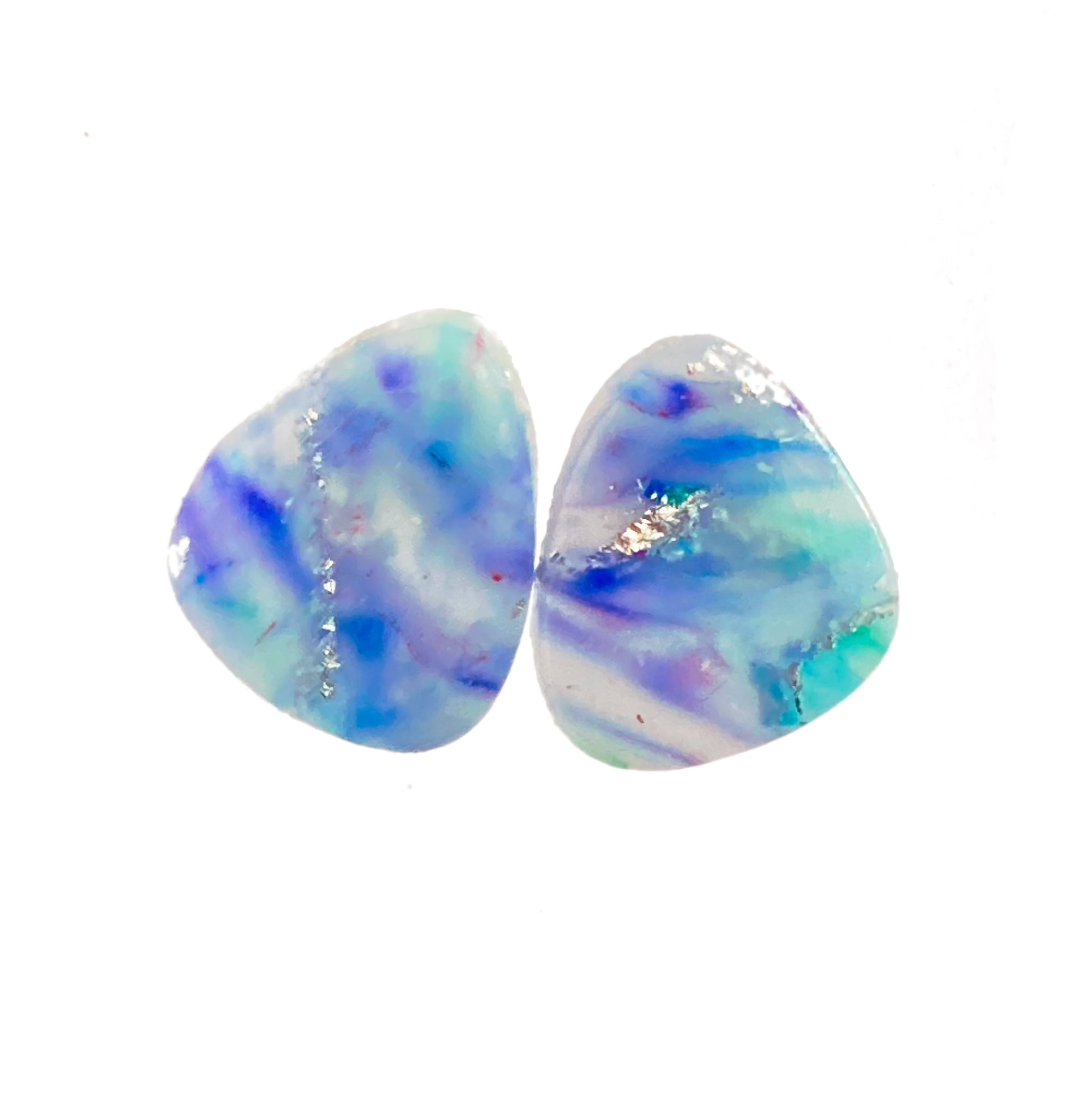 Blue & Silver Marble Pebble Studs
