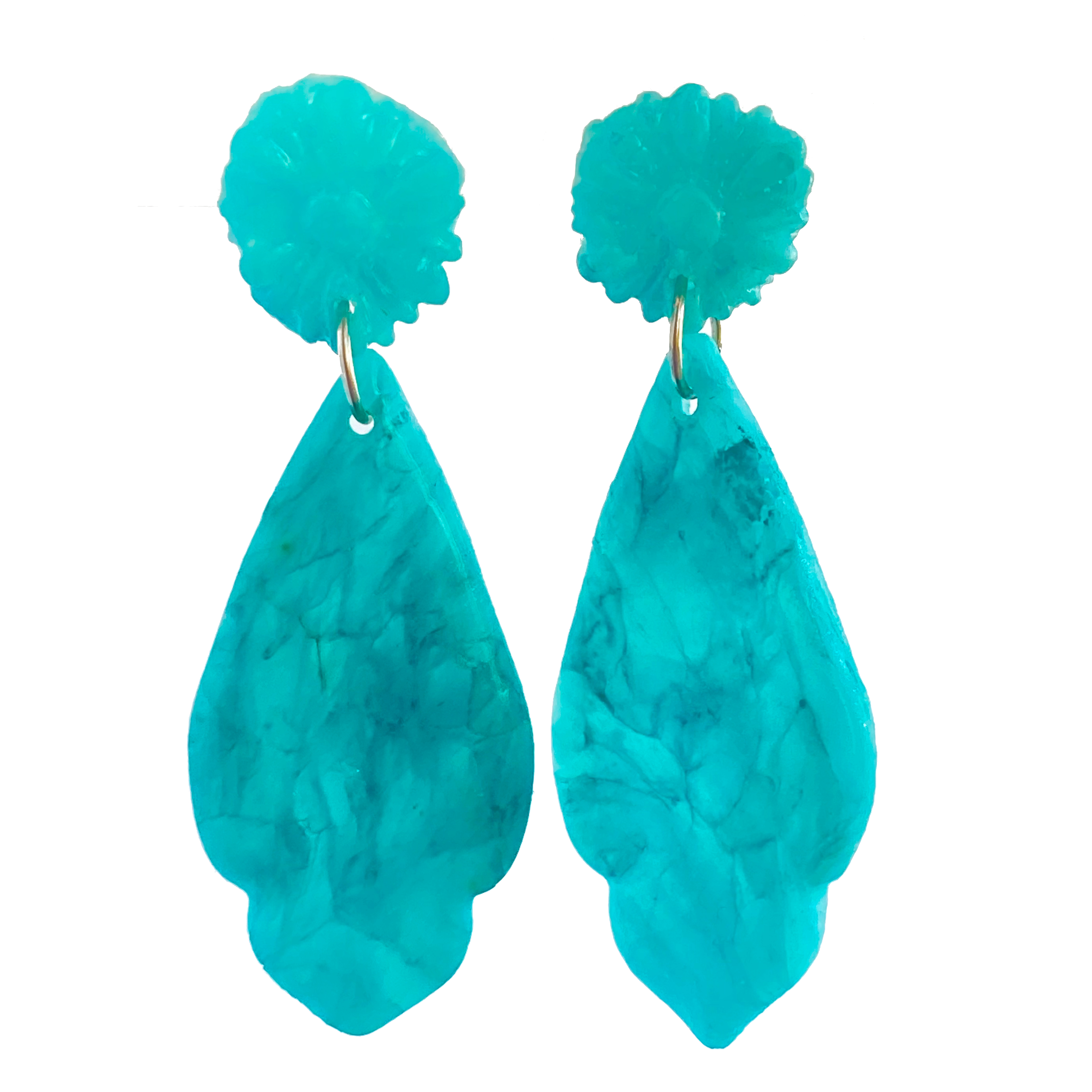 Turquoise Scalloped Tear Drop Dangles