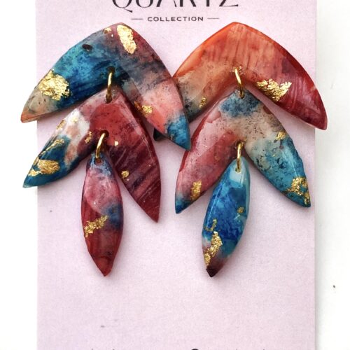 Red Watercolour Leaf Dangles