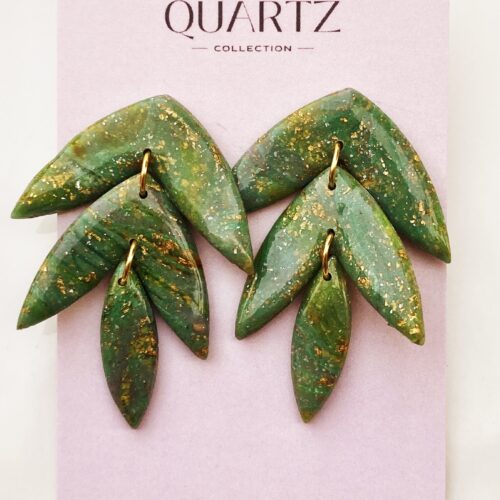 Emerald & Gold Leaf Dangles